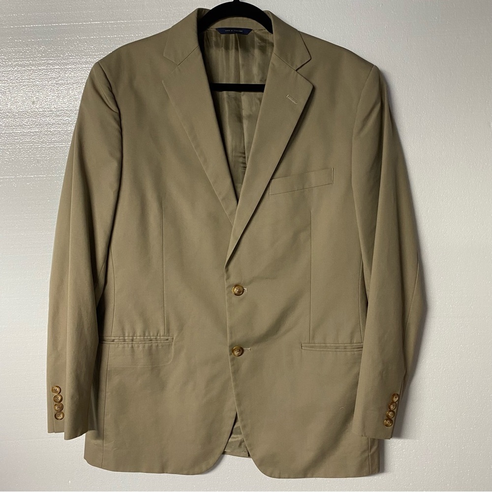 Brooks Brothers Blazer 41R 35W Beige Sports Coat 2 Button COOLMAX Cotton Blend